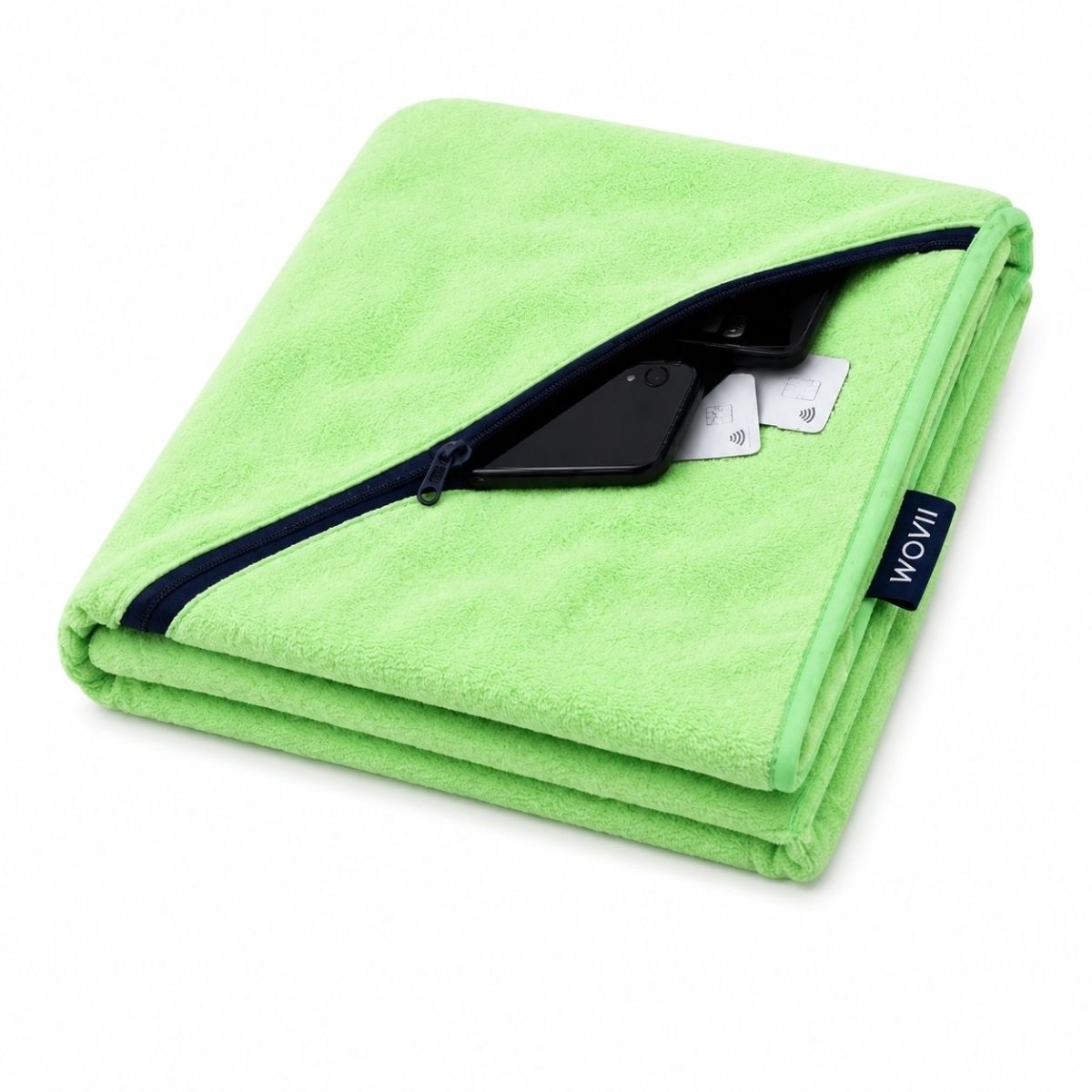 Mint Gym Towel XL with Zip Pocket showing secure storage pocket